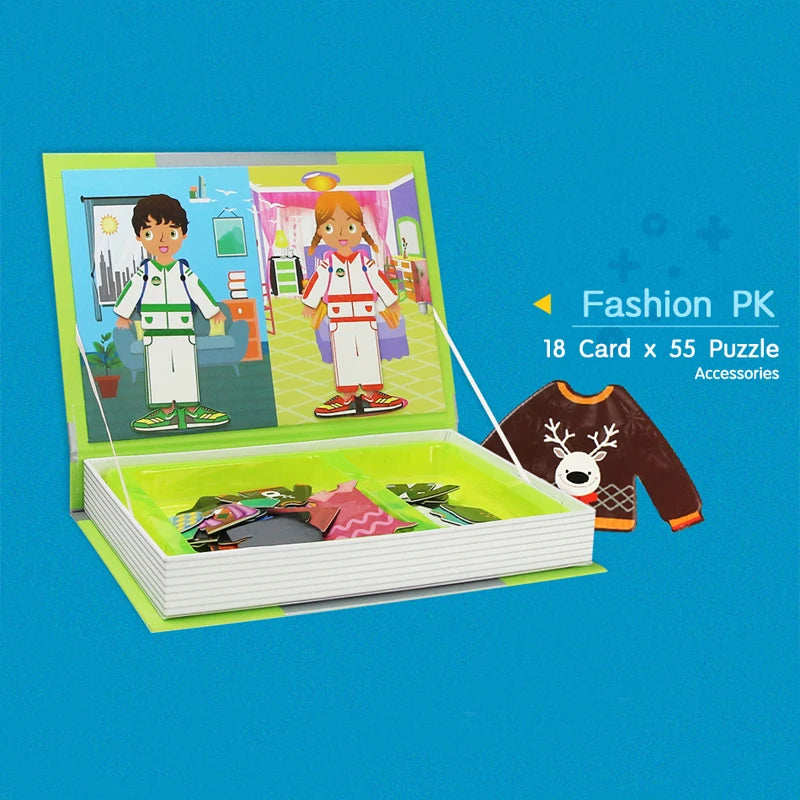 Magnetisches Puzzlebuch für Kinder – Kreatives Lernspiel, 3D-Jigsaw, Montessori Brain-Training, pädagogisches Spielzeug für Mädchen & Jungen