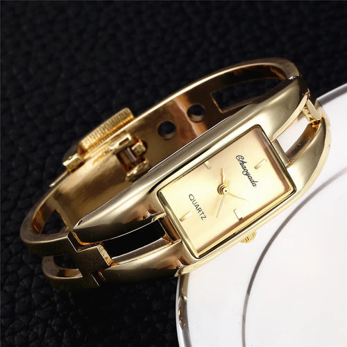 Elegante Damen Luxus-Armbanduhr – Goldenes Bangle Design | Minimalistische Quartz Uhr | Premium Geschenk