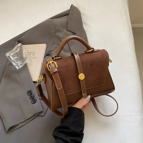 Elegante Damen Crossbody Tasche mit Klappe & Goldakzenten