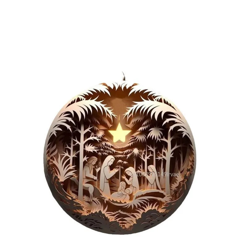 Acrylic Christmas ornament – ​​2D nativity scene – Christmas tree decoration