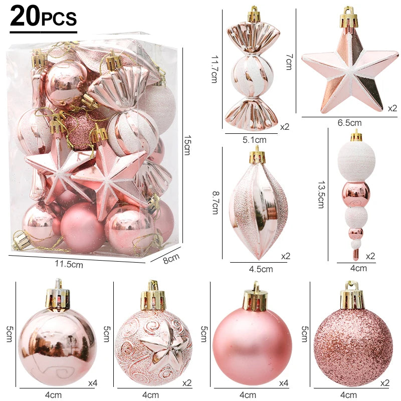 Weihnachtskugel - Gold / Roségold / Champagner / Rot | Set 20–29 Stück