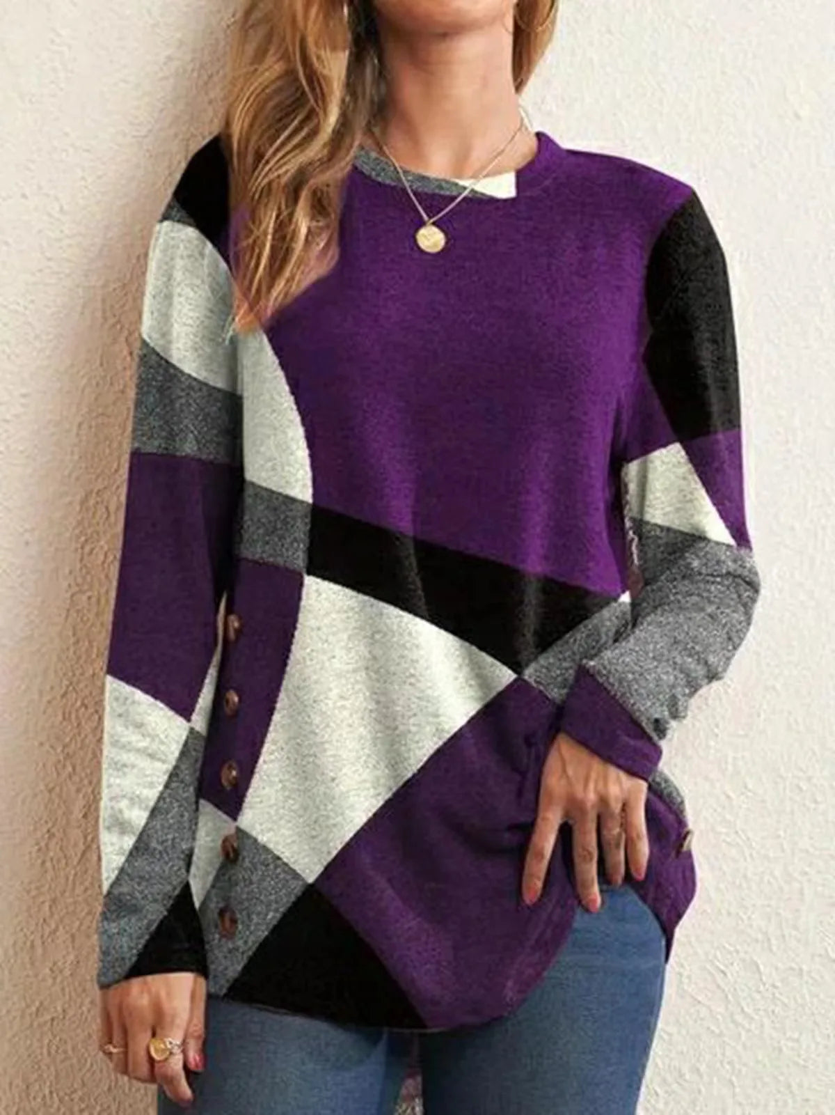 Damen Strickpullover „Elegant Colorblock“ – Weich, Warm & Stilvoll