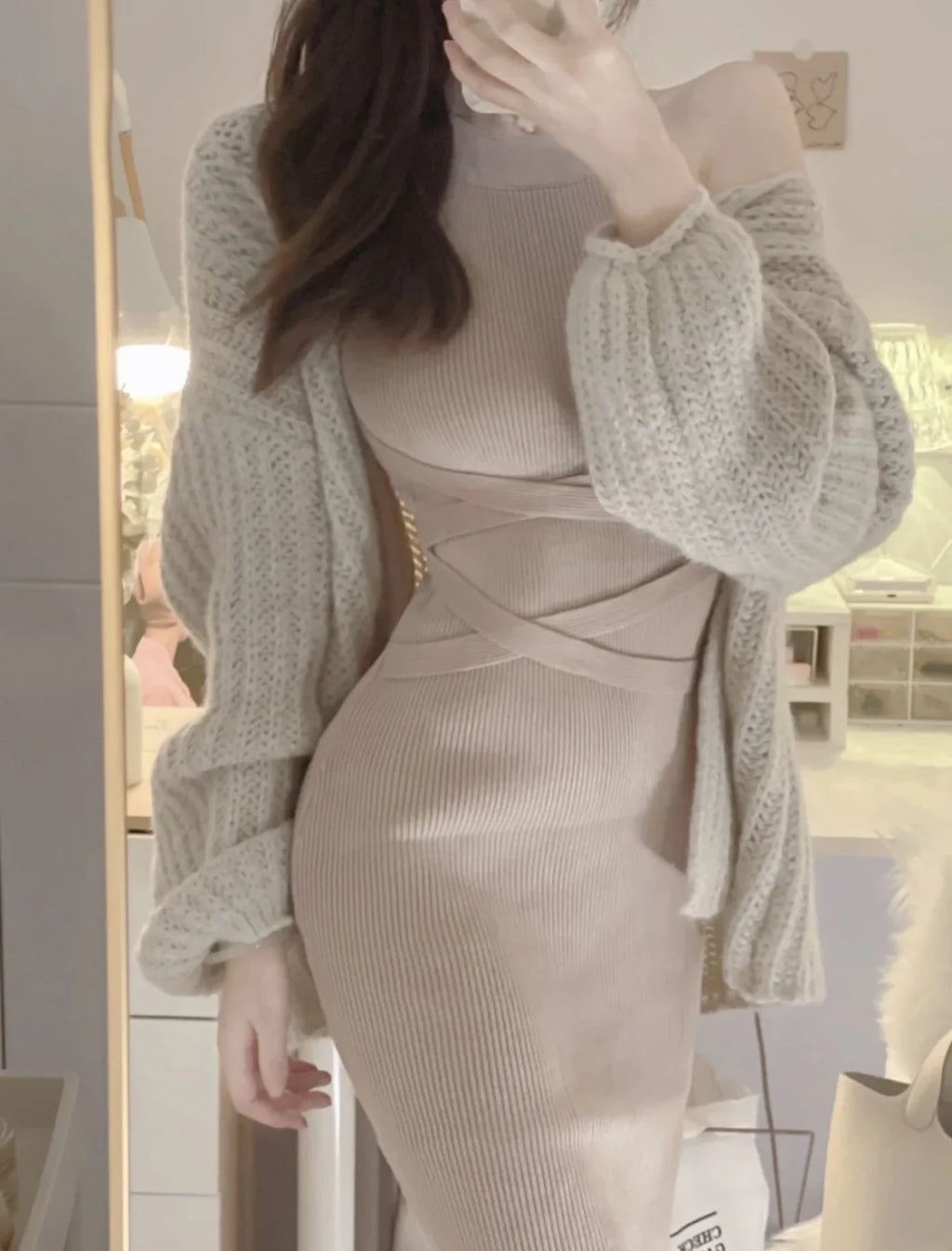 Rib Knit Dress „Serena“ – Ärmellos, Figurbetont & Soft Knit | One Size