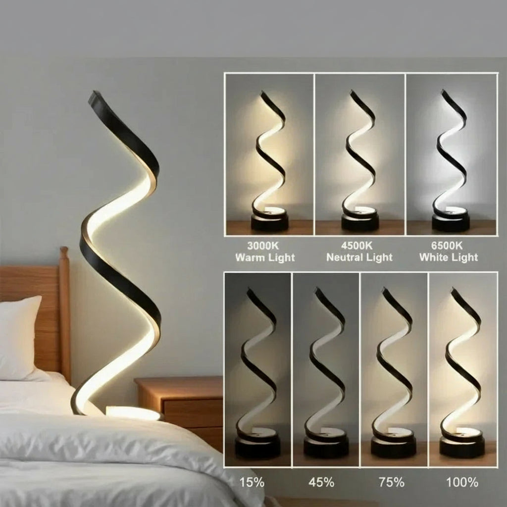 LED Spiral Tischlampe – Dimmbar & Modern – Schwarz
