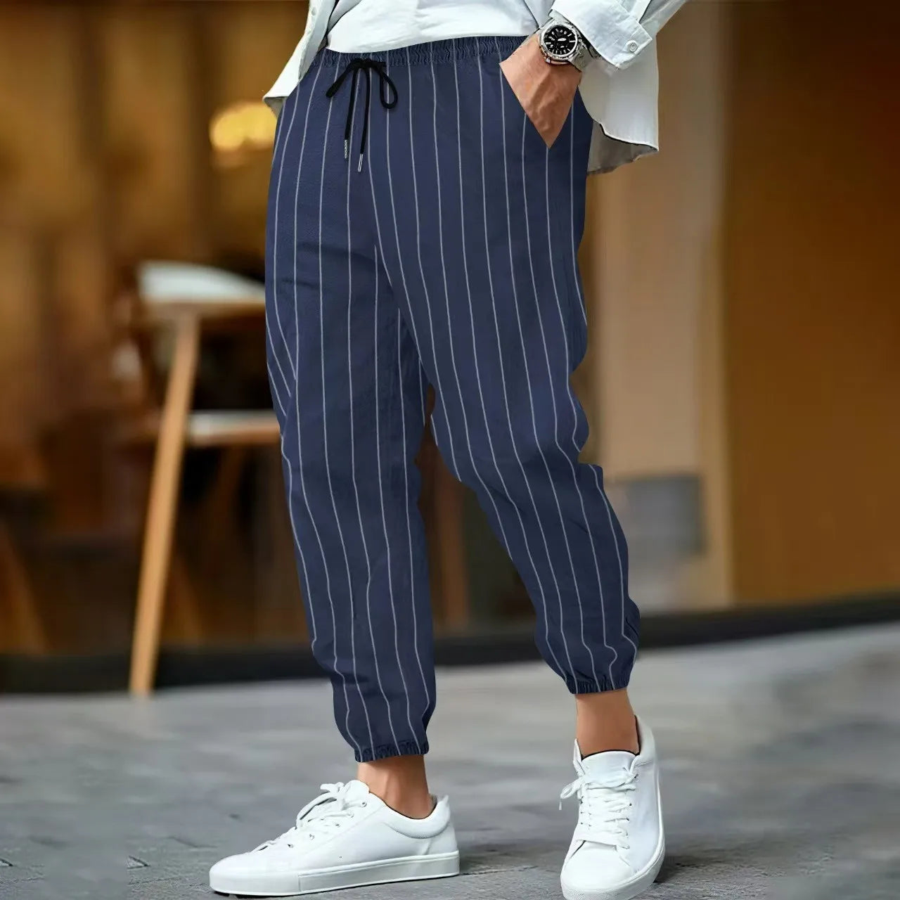 Men's Linen Trousers – Striped | Breathable &amp; Comfortable | Casual &amp; Street Style