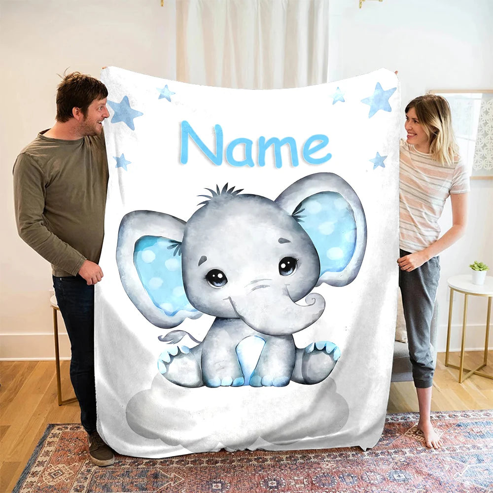 Personalisierte Kuscheldecke für Kinder – Flauschige Babydecke mit Namen | Elefant Design | Weich, warm & perfekt als Geschenk