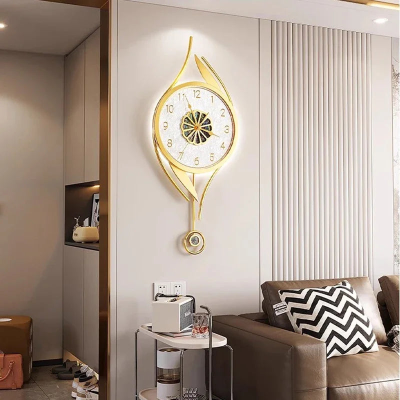 Luxus Wanduhr mit LED – Modernes Art-Deko Design für Wohnzimmer & Flur | Stille, präzise & stilvolle Raumdekoration