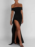 Off-Shoulder-Abendkleid mit hohem Beinschlitz