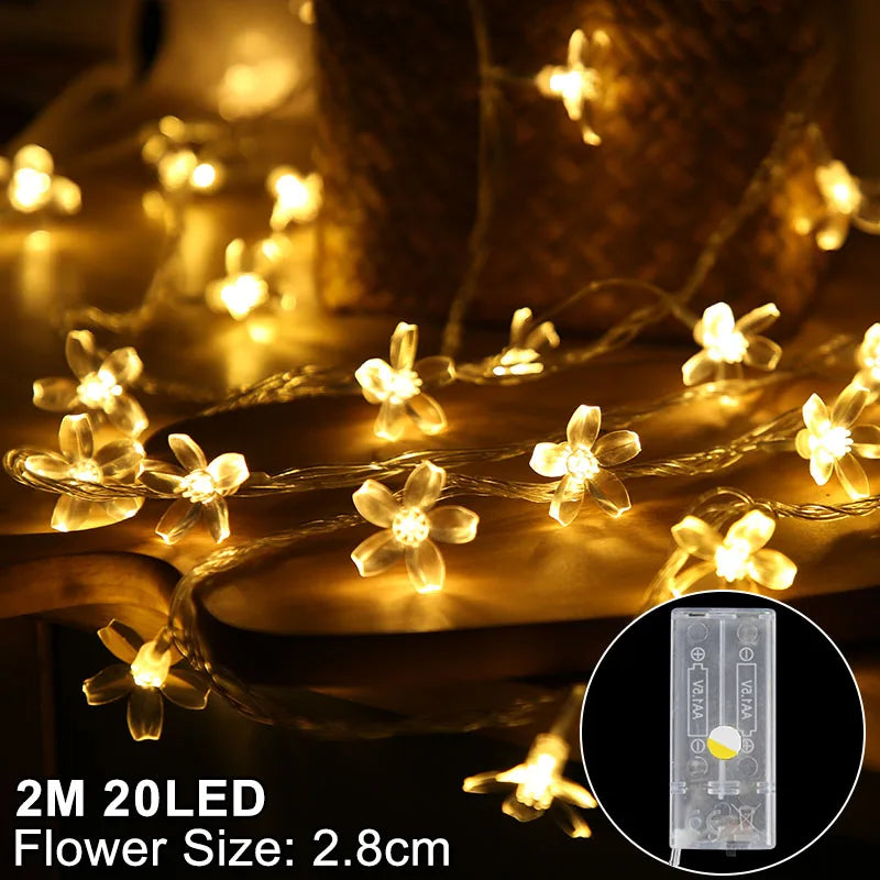 LED Schneeflocken-Lichterkette – Warmweiß / Weiß – 2 m / 3 m – Weihnachtsdeko