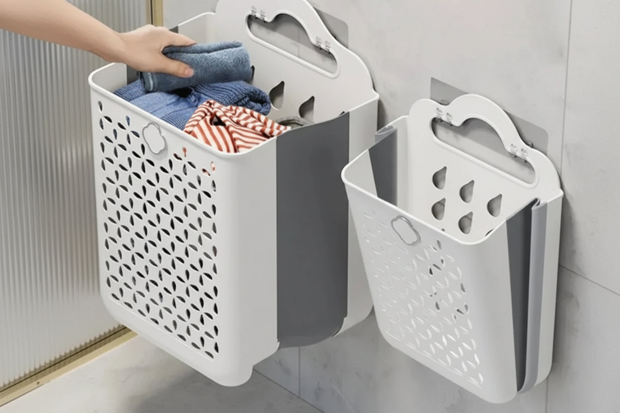 Wandmontierter Aufbewahrungskorb – faltbares Design für stilvolle Ordnung im Bad