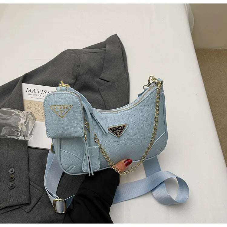 Designer Umhängetasche im Vintage-Stil mit Kettenriemen – Elegante Damen-Handtasche