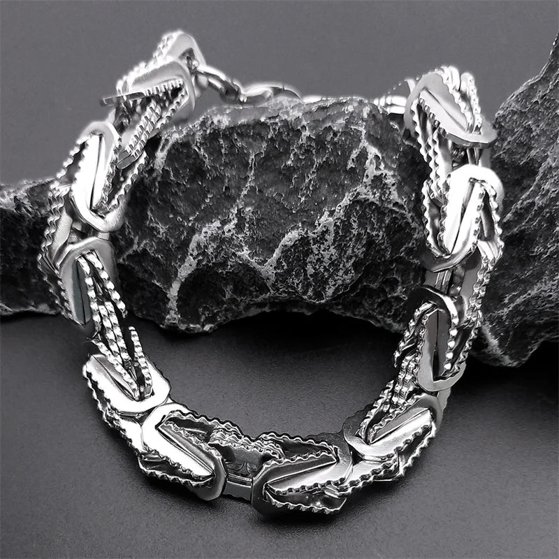 Männerarmband aus rostfreiem Edelstahl – Biker Style