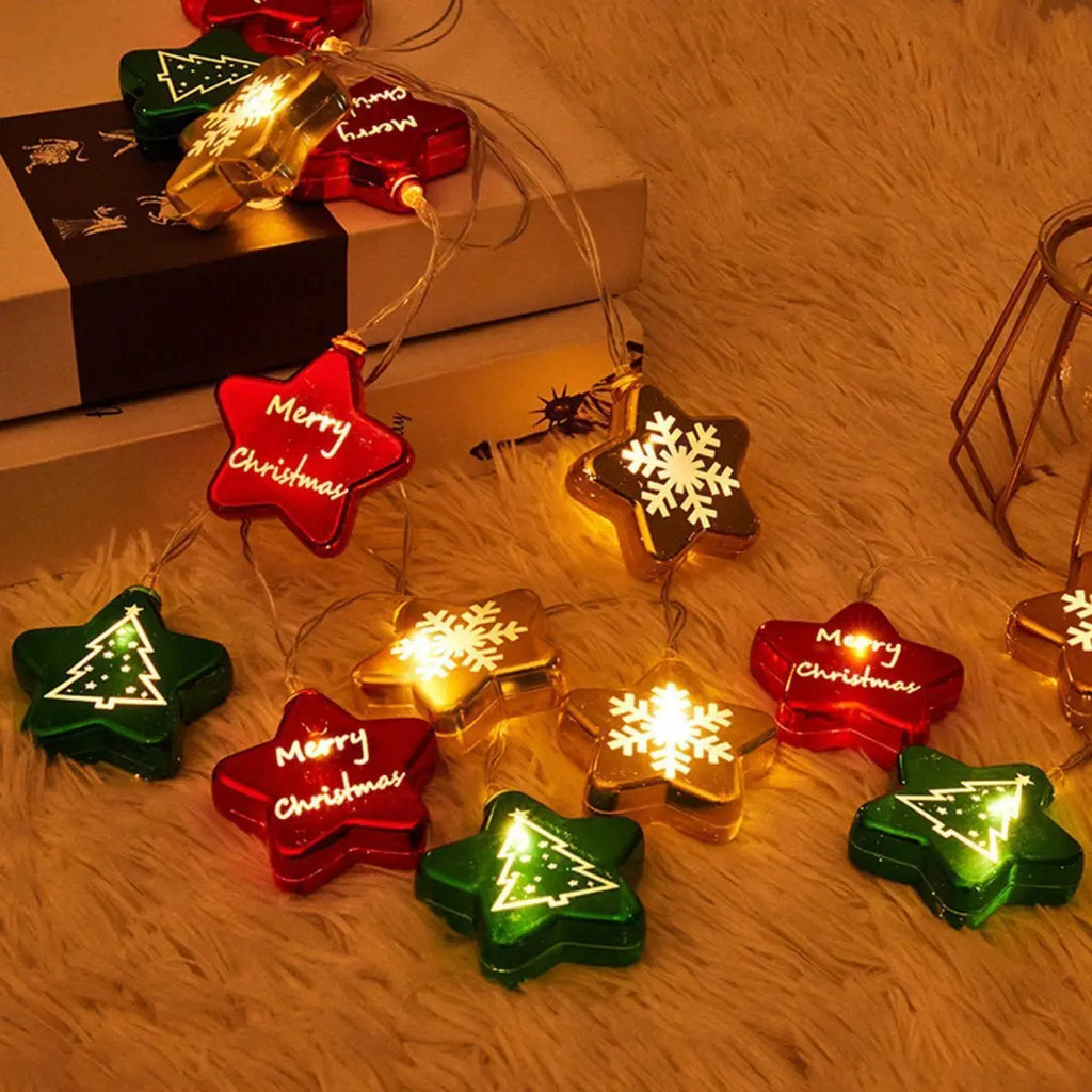 Weihnachtliche LED-Lichterkette – Tannenbäume, Sterne & Rentiere (10/20 Stück)