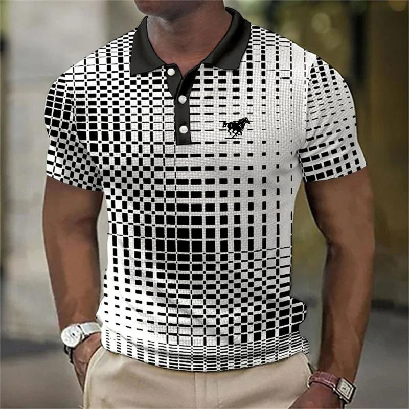 Men's Polo Shirt – Modern Check | Slim Fit | Breathable | Business &amp; Leisure