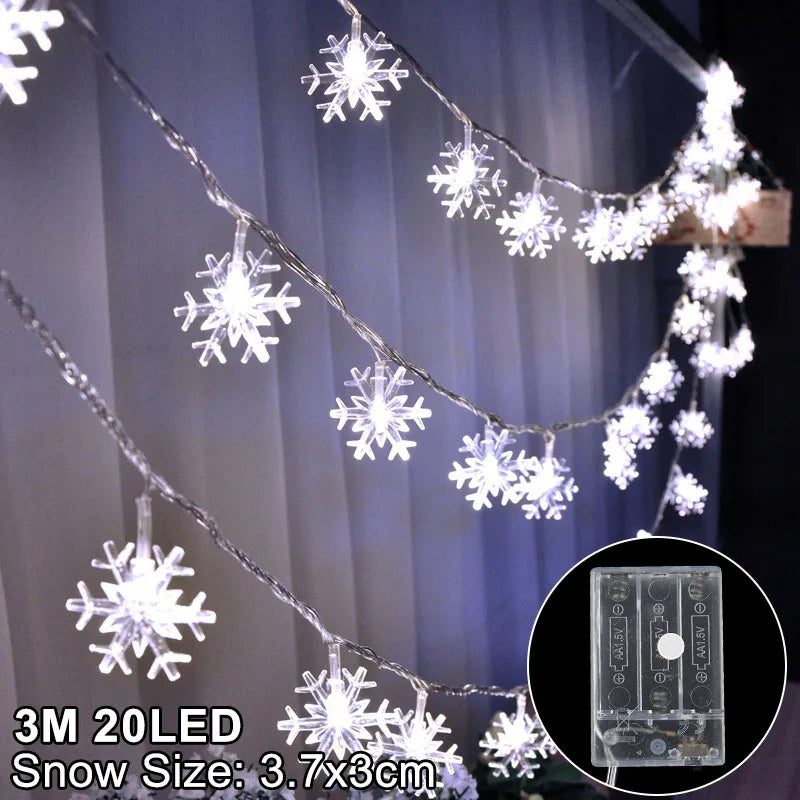 LED Schneeflocken-Lichterkette – Warmweiß / Weiß – 2 m / 3 m – Weihnachtsdeko