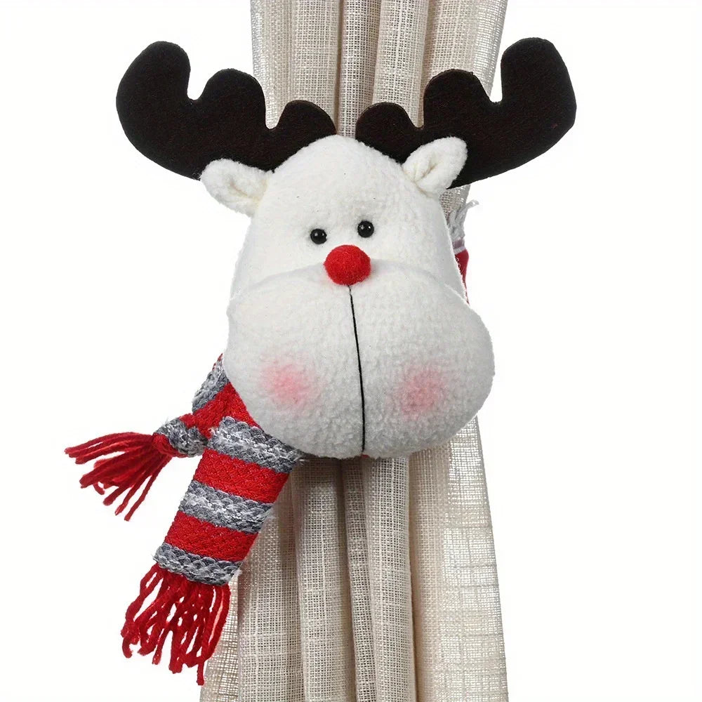 Weihnachtliche Vorhang-Deko | Elch, Weihnachtsmann, Schneemann