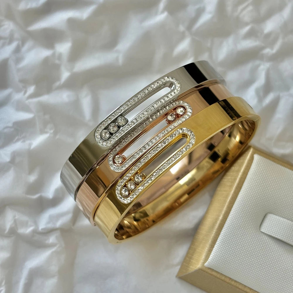 Luxuriöses Edelstahl-Armband für Damen – Zirkonia, verstellbar, elegantes Geschenk in Silber/Gold/Rosegold