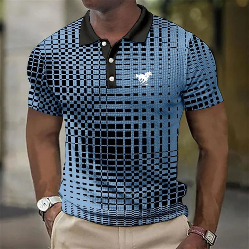Men's Polo Shirt – Modern Check | Slim Fit | Breathable | Business &amp; Leisure