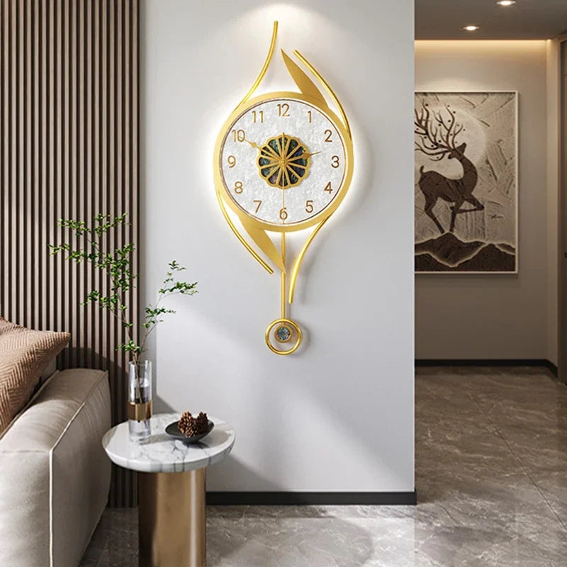 Luxus Wanduhr mit LED – Modernes Art-Deko Design für Wohnzimmer & Flur | Stille, präzise & stilvolle Raumdekoration