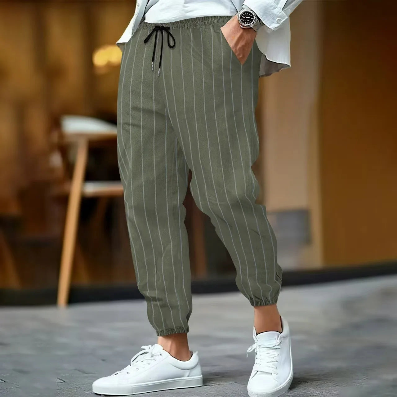 Men's Linen Trousers – Striped | Breathable &amp; Comfortable | Casual &amp; Street Style