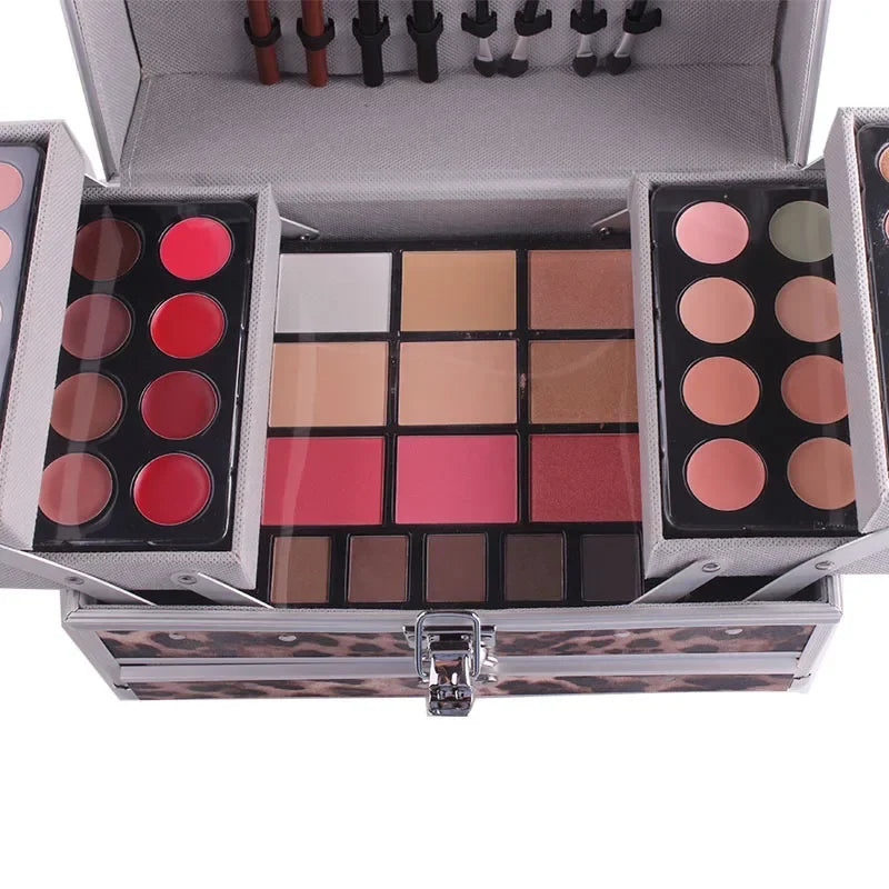 Miss Rose Luxus Make-up Koffer – Profi Schminkset mit 4 Ebenen, Lidschatten, Lippenfarben & Rouge