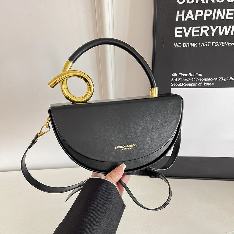 Elegante Damen Umhängetasche – Zeitlose Crossbody-Tasche mit Golddetails, kompakt & stilvoll