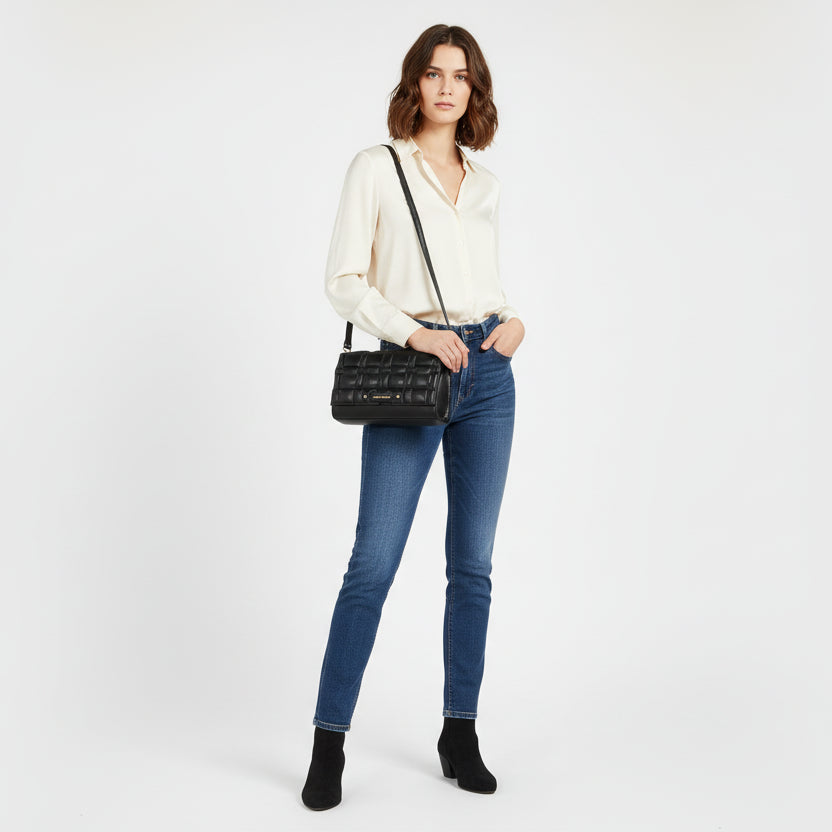 Elegante Damen Umhängetasche „Miss Lulu“ – Zeitlose Crossbody Bag mit goldenen Details
