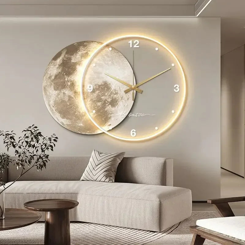 Design-Wanduhr im Mond-Stil mit LED – modernes Statement für stilvolle Wohnräume