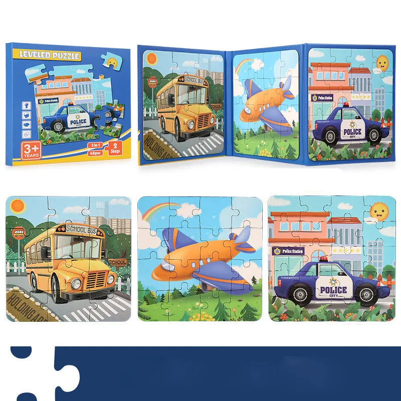 Kompaktes Magnet-Puzzlebuch für kreatives Lernen – perfekt für Reisen, Zuhause und Kindergarten.