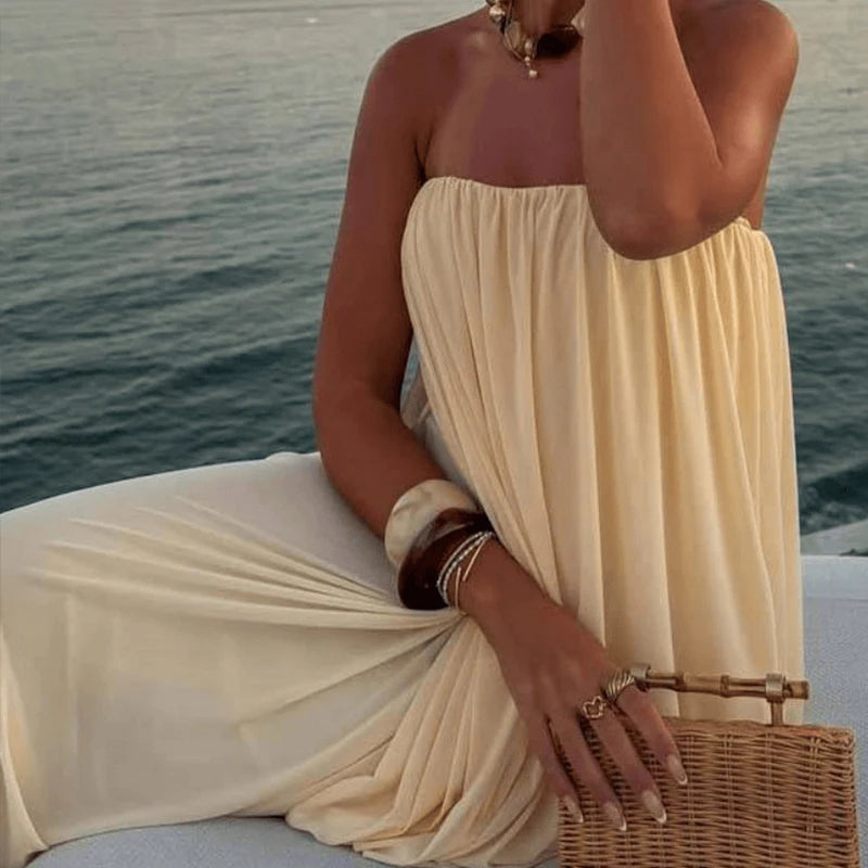 Elegantes Satin-Maxikleid in Soft White – Figurbetont & Zeitlos Luxuriös