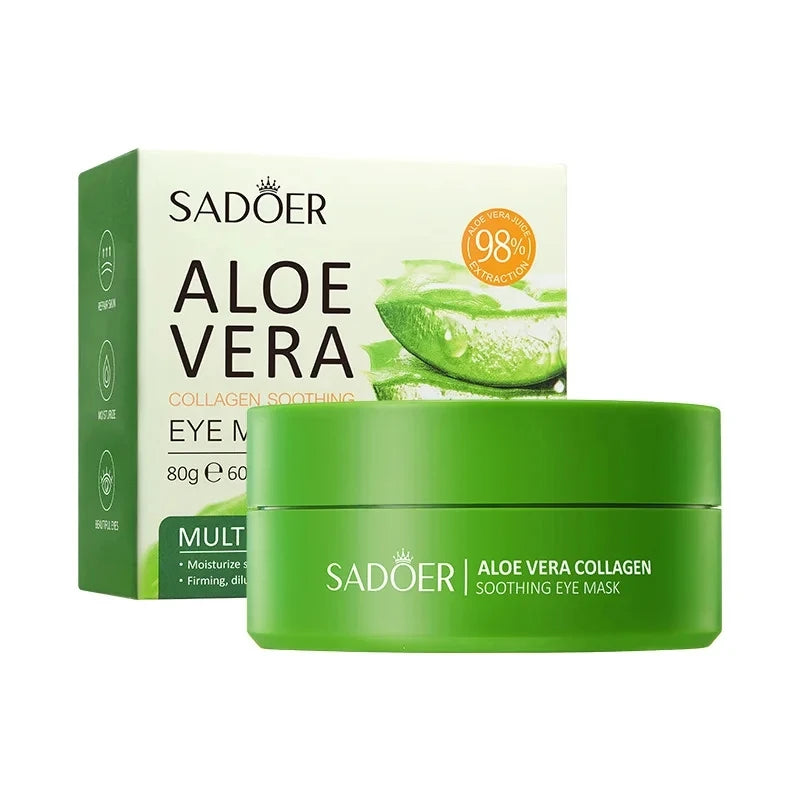 Aloe Vera Eye Patches – 60 Stück Collagen Hydrogel Pads gegen Augenringe & Schwellungen