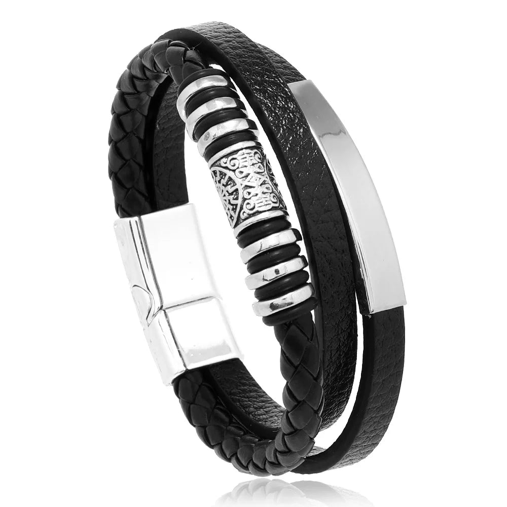 Edelstahl Lederarmband als Geschenk für Männer