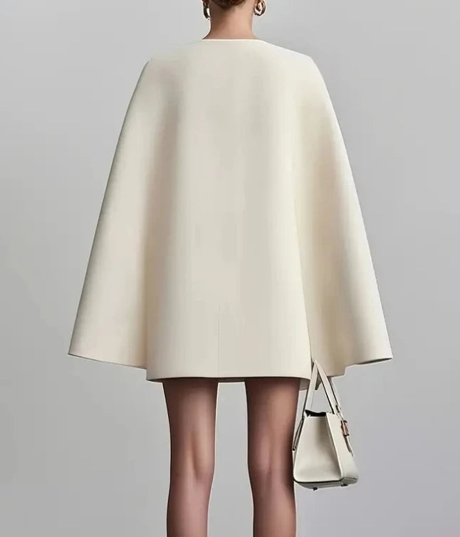 „Valeria Cape Blazer Dress“ – Elegantes Doppelreiher-Kleid mit Cape | S–XL