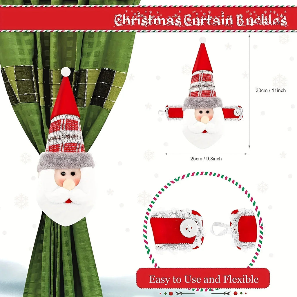 Weihnachtliche Vorhang-Deko | Elch, Weihnachtsmann, Schneemann