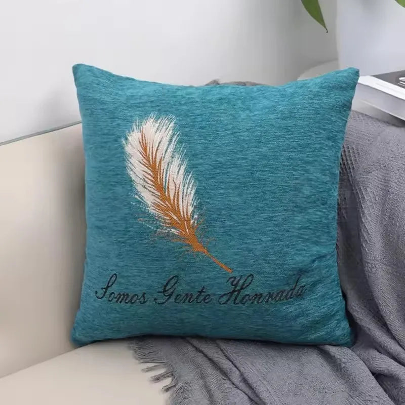 Luxus Kissenbezug 45×45 cm aus Chenille – Gestickte Königskrone | Dekokissen für Sofa & Wohnzimmer