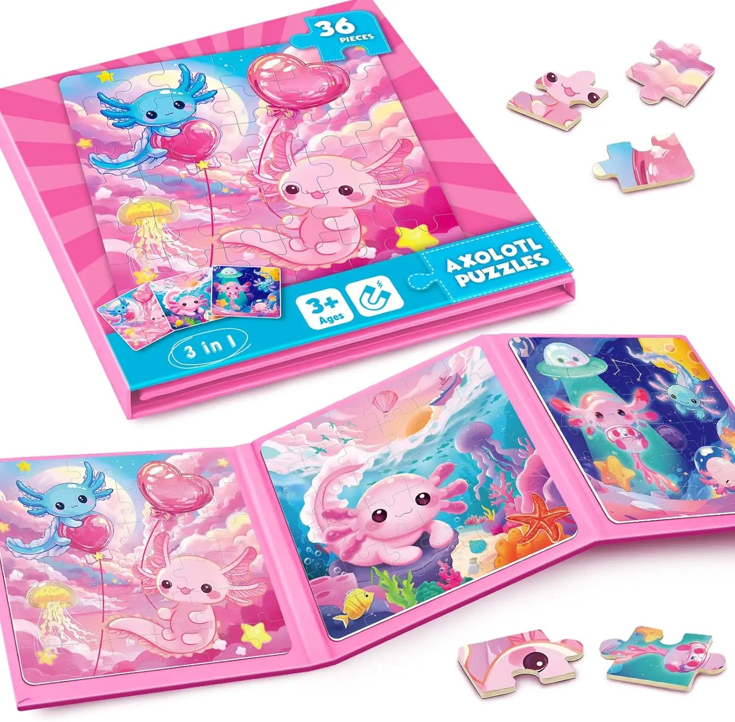 Magnetisches Einhorn-Puzzlebuch für Kinder – Kreatives Reise-Lernspiel ab 3 Jahren