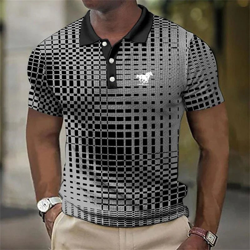 Men's Polo Shirt – Modern Check | Slim Fit | Breathable | Business &amp; Leisure