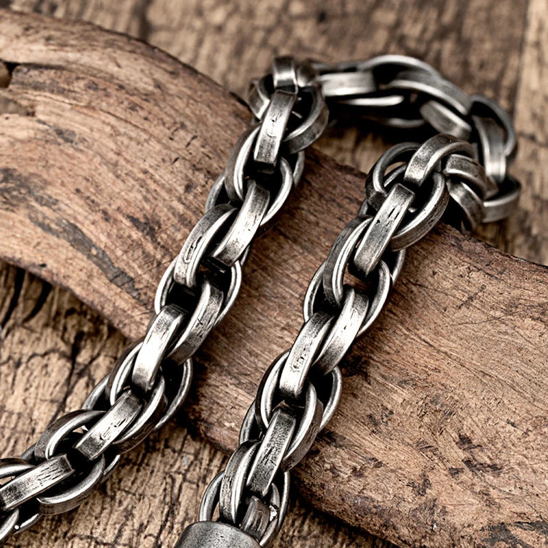 Herren Edelstahlarmband im Vintage-Stil – Geflochtene Kette mit markantem Verschluss