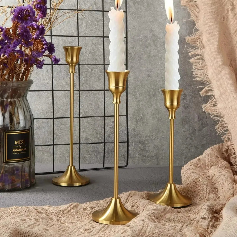 Elegante Metall-Kerzenhalter – Set aus 1 oder 3 Stück | Vintage Tischdekoration für Wohnzimmer & Events