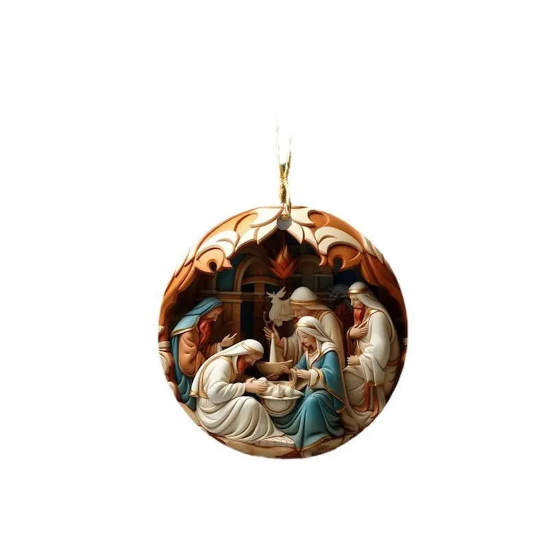 Acryl Weihnachtsornament – 2D Krippenszene – Christbaumschmuck