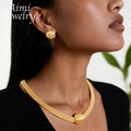 Goldfarbenes 3-teiliges Schmuckset mit Halskette, Armband und Ohrringen