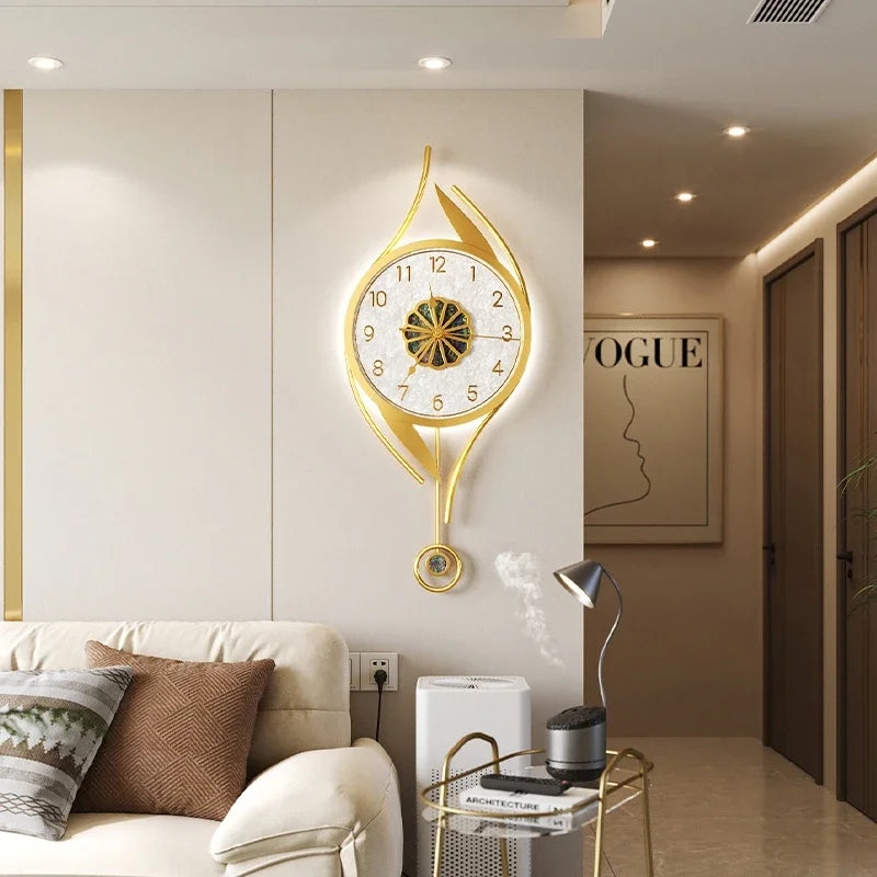 Luxus Wanduhr mit LED – Modernes Art-Deko Design für Wohnzimmer & Flur | Stille, präzise & stilvolle Raumdekoration