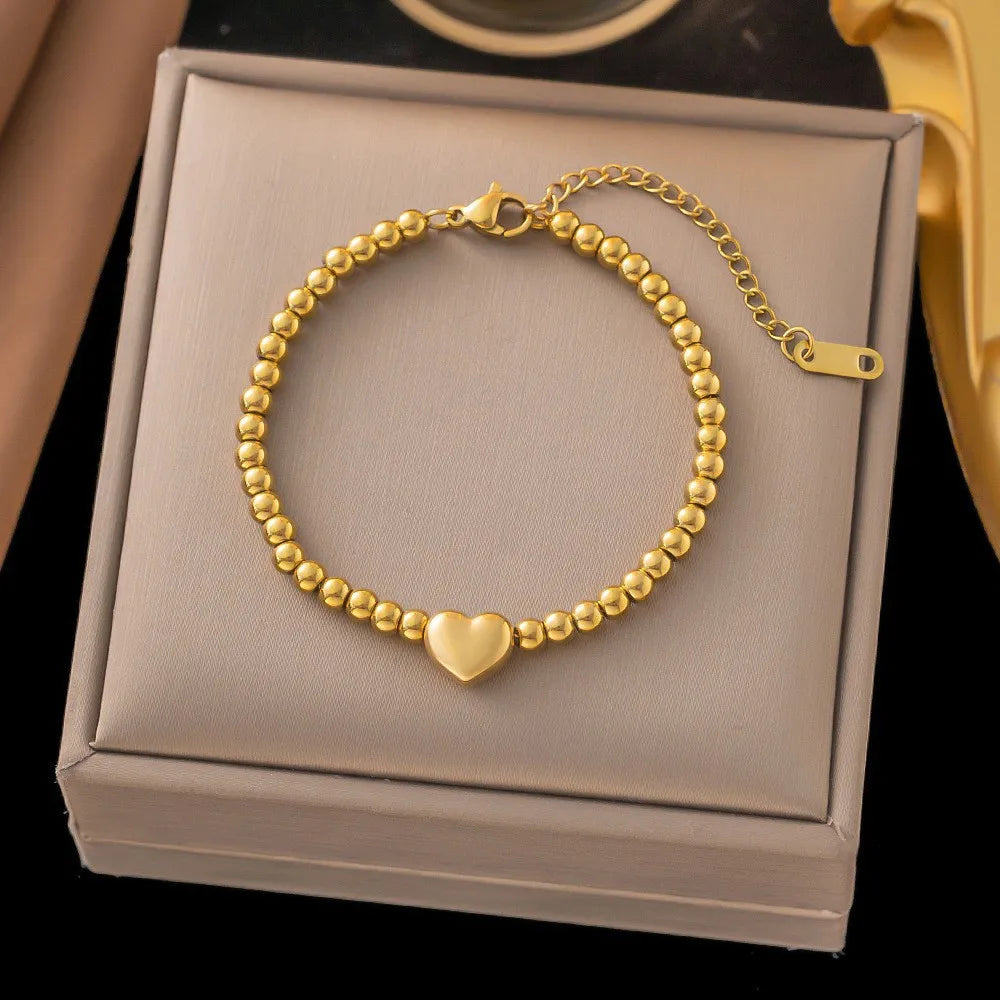 Herz-Armband aus Edelstahl – Vergoldet – Trendiges Geschenk für Frauen