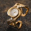„Damenarmbanduhr in Weiß – Luxus Bangle Uhr mit Kristallen”