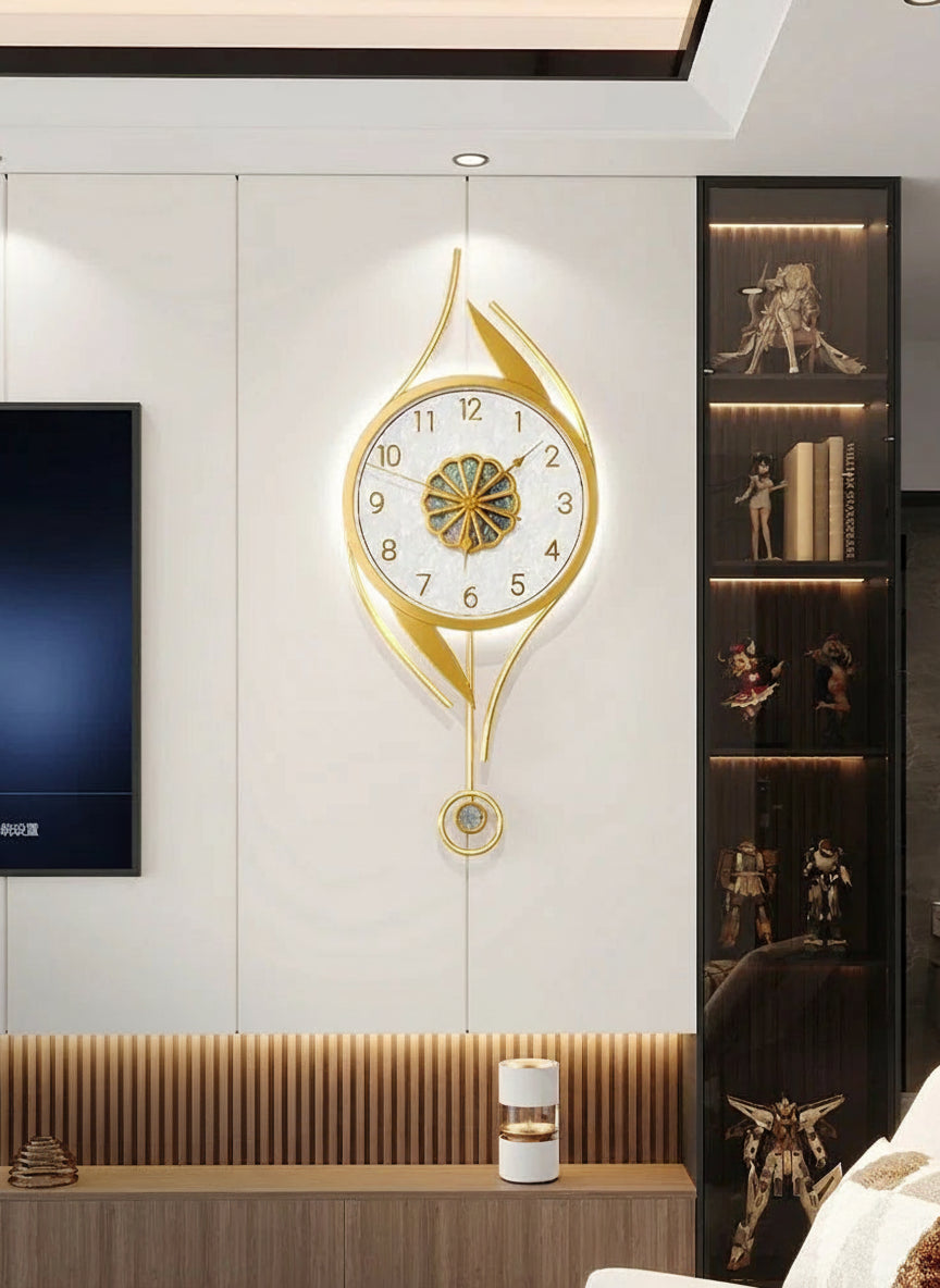 Luxus Wanduhr mit LED – Modernes Art-Deko Design für Wohnzimmer & Flur | Stille, präzise & stilvolle Raumdekoration