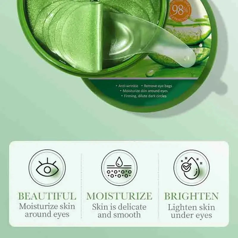 Aloe Vera Eye Patches – 60 Stück Collagen Hydrogel Pads gegen Augenringe & Schwellungen