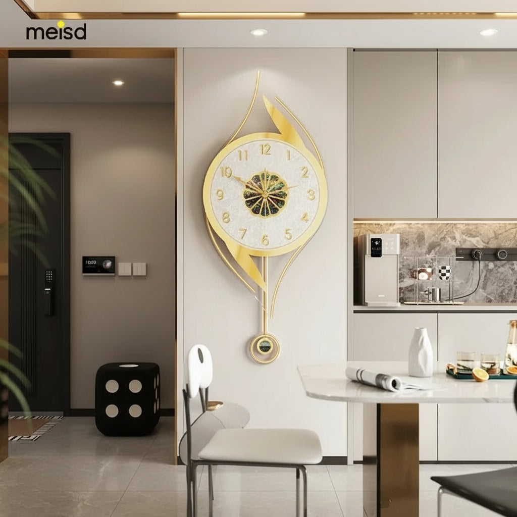 Luxus Wanduhr mit LED – Modernes Art-Deko Design für Wohnzimmer & Flur | Stille, präzise & stilvolle Raumdekoration