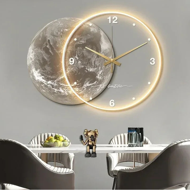 Design-Wanduhr im Mond-Stil mit LED – modernes Statement für stilvolle Wohnräume
