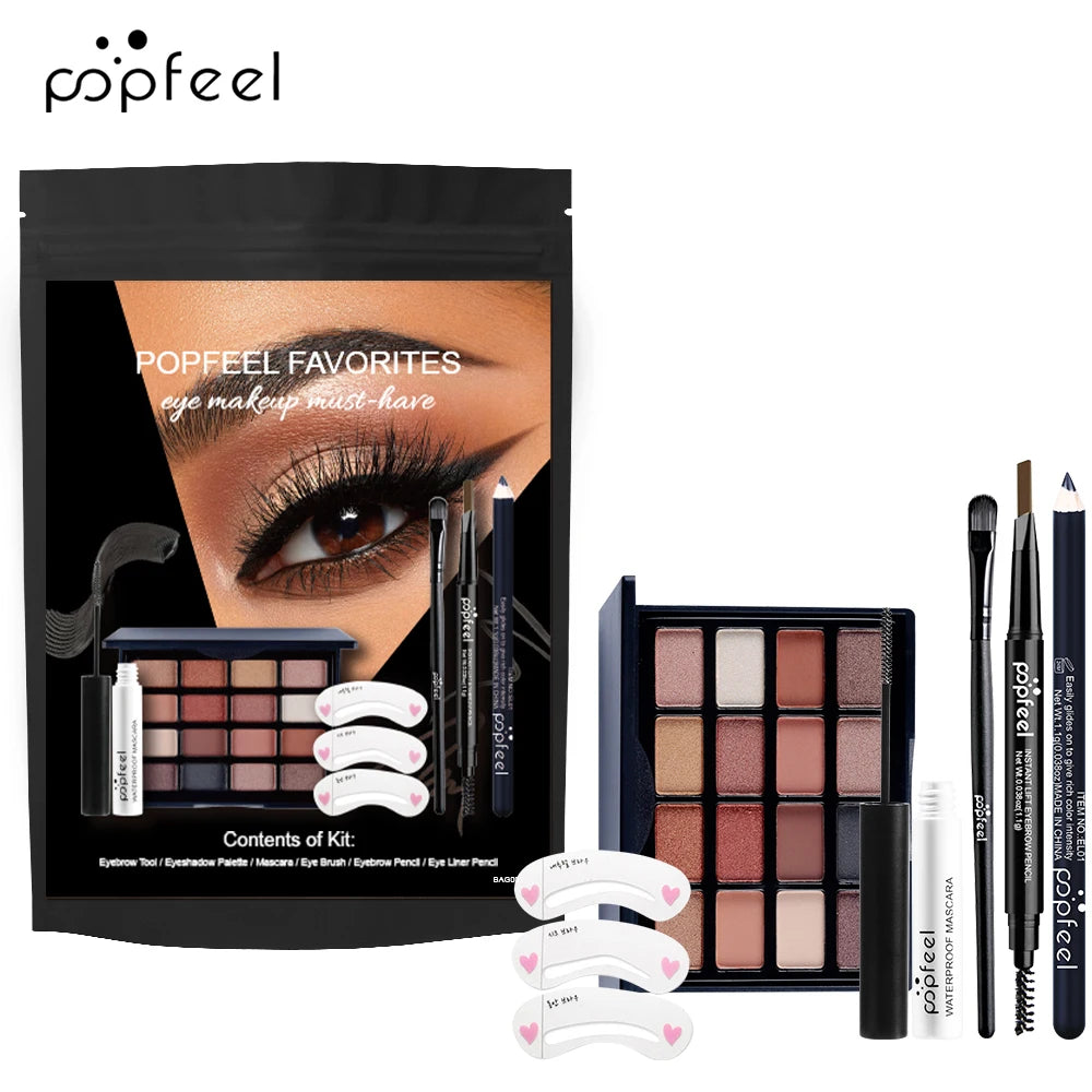 Eye Makeup Set „POPFEEL Pro Look“ – Lidschattenpalette, Mascara & Eyeliner