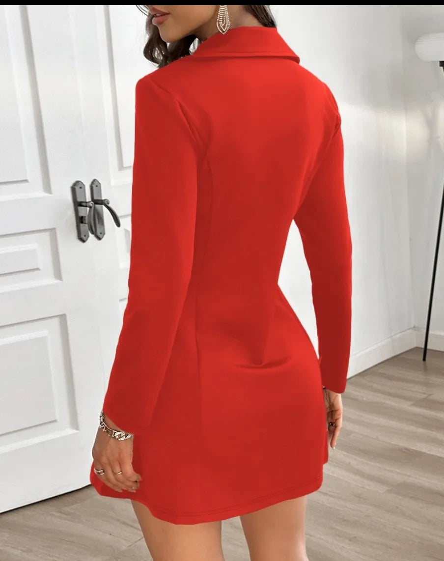 Elegantes Blazer Bodycon Kleid – Double-Breasted, Long Sleeve, Modern Office & Party Look
